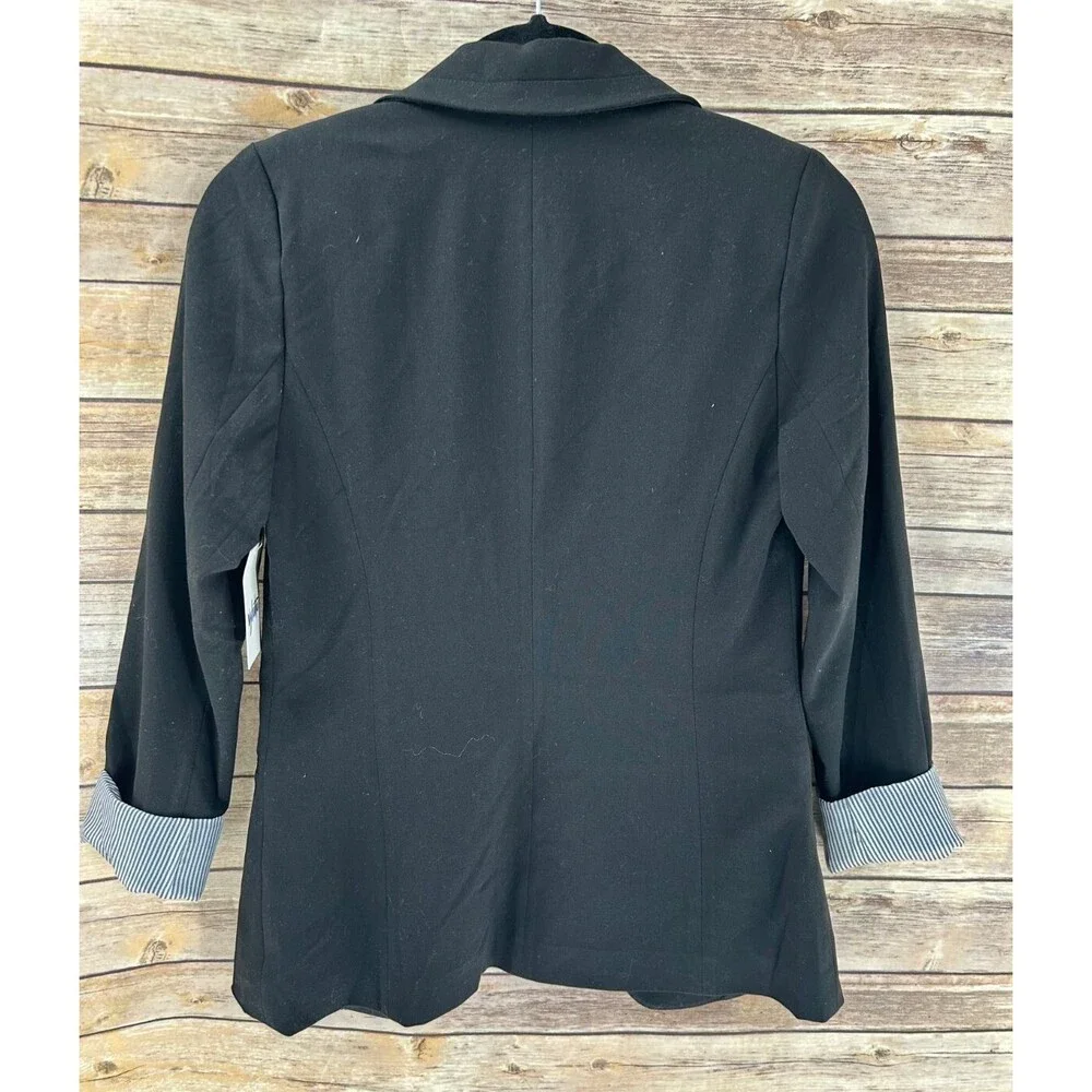 Women's Vylette Black Rolled Sleeve Open Front Blazer Size XS - Picture 5 of 5